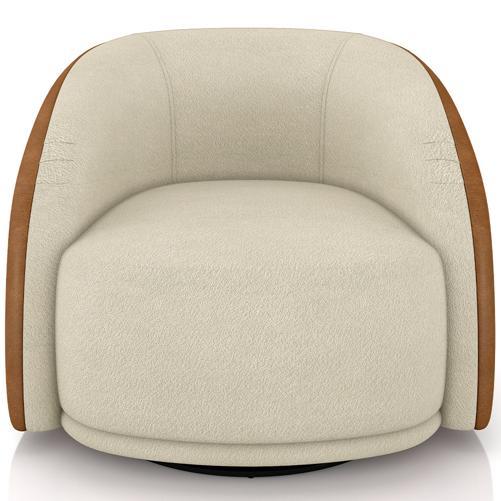 Kit 02 Poltronas Decorativa Giratória Angelina M03 Bouclê Bege Couríssimo Whisky - Lyam Decor