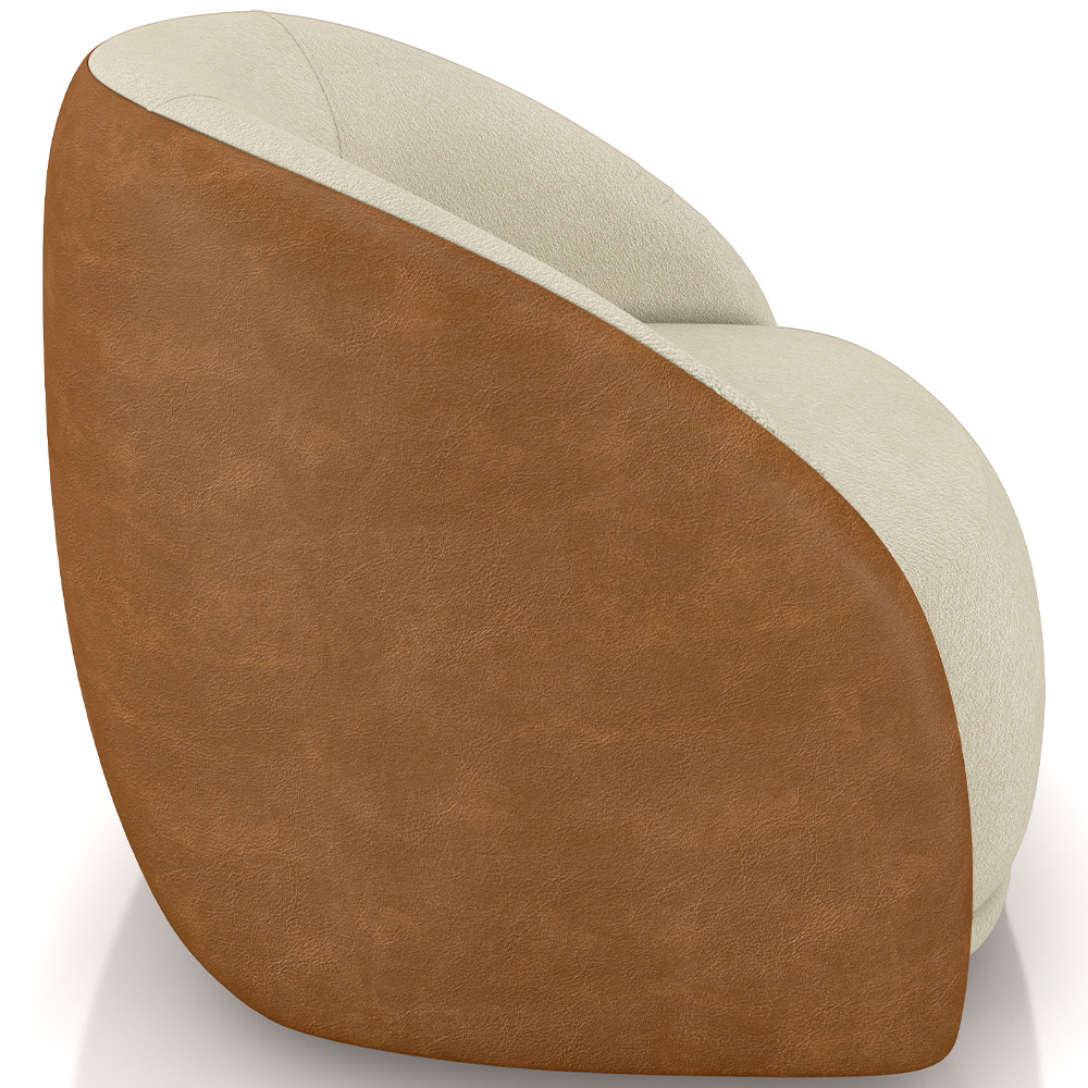 Kit 02 Poltronas Decorativa Giratória Angelina M03 Bouclê Bege Couríssimo Whisky - Lyam Decor