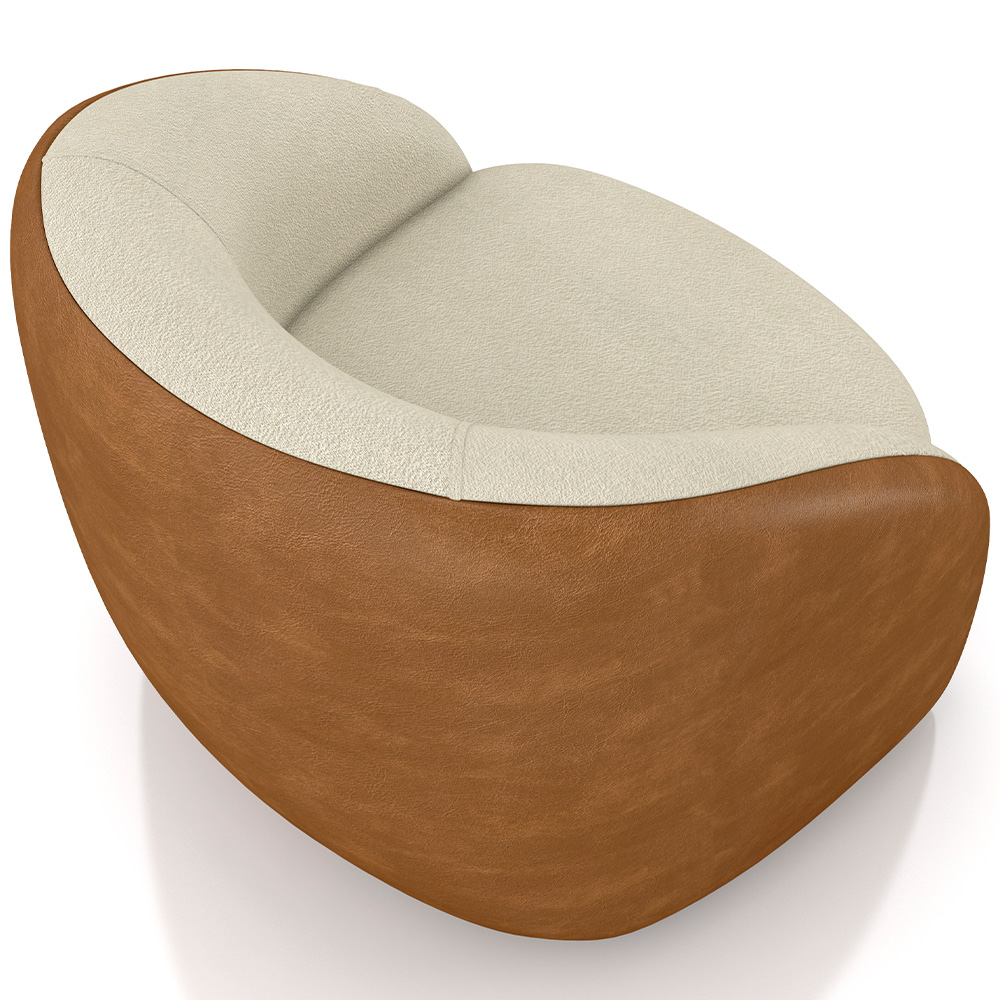 Kit 02 Poltronas Decorativa Giratória Angelina M03 Bouclê Bege Couríssimo Whisky - Lyam Decor