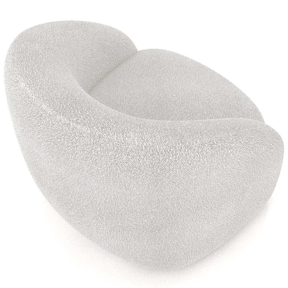 Kit 02 Poltronas Decorativa Giratória Angelina M03 Bouclê Branco - Lyam Decor