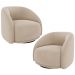 Kit 02 Poltronas Decorativa Giratória Angelina M03 Veludo Bege - Lyam Decor