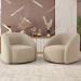 Kit 02 Poltronas Decorativa Giratória Angelina M03 Veludo Bege - Lyam Decor