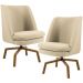 Kit 02 Poltronas Decorativa Giratória Base Ka Castanho Pérsia D02 Linho Bege C-129 - Lyam Decor