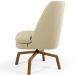Kit 02 Poltronas Decorativa Giratória Base Ka Castanho Pérsia D02 Linho Bege C-129 - Lyam Decor
