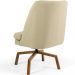 Kit 02 Poltronas Decorativa Giratória Base Ka Castanho Pérsia D02 Linho Bege C-129 - Lyam Decor