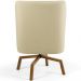 Kit 02 Poltronas Decorativa Giratória Base Ka Castanho Pérsia D02 Linho Bege C-129 - Lyam Decor