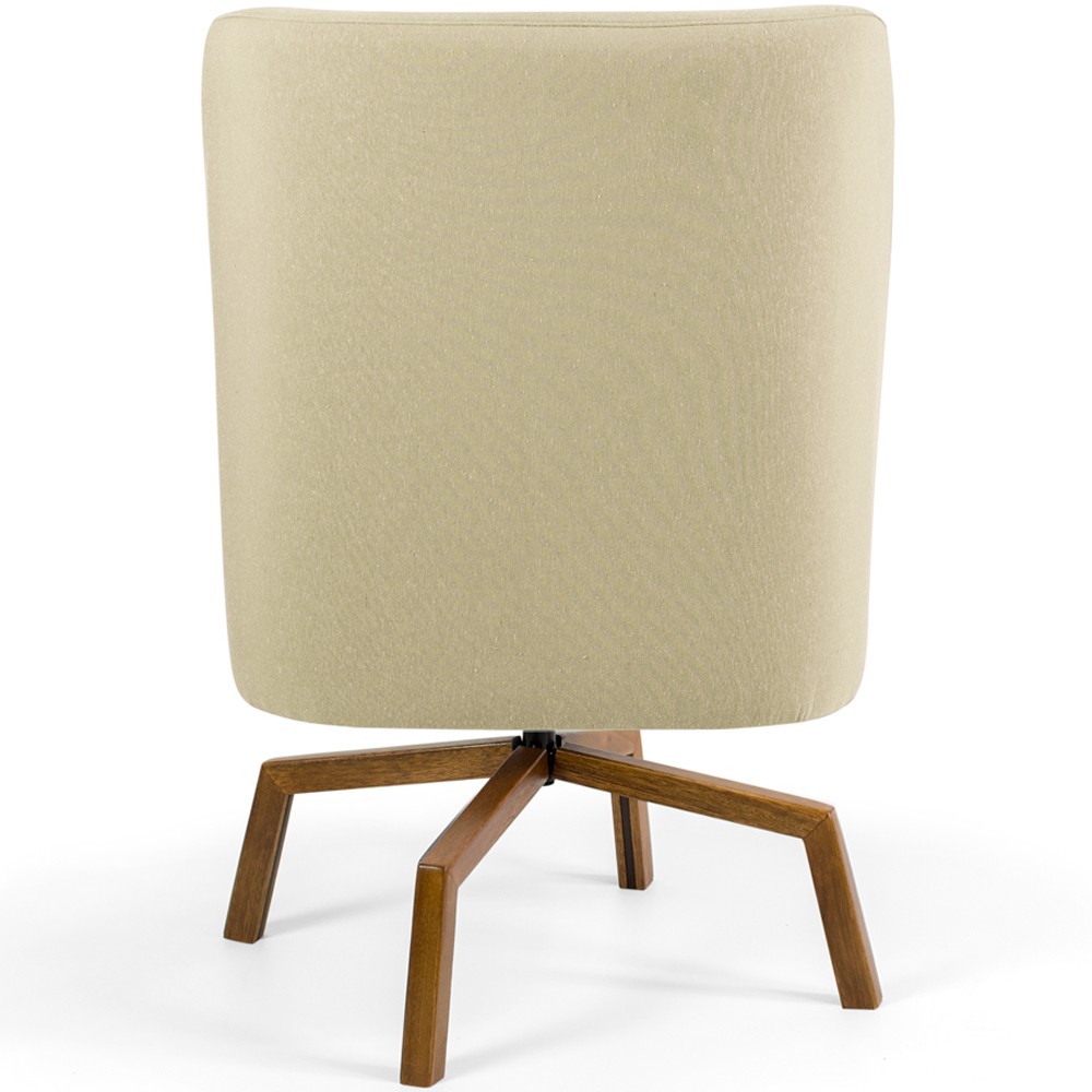 Kit 02 Poltronas Decorativa Giratória Base Ka Castanho Pérsia D02 Linho Bege C-129 - Lyam Decor