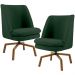 Kit 02 Poltronas Decorativa Giratória Base Ka Castanho Pérsia D02 Linho Verde C-117 - Lyam Decor