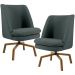 Kit 02 Poltronas Decorativa Giratória Base Ka Castanho Pérsia D02 Veludo Cinza B-317 - Lyam Decor