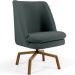Kit 02 Poltronas Decorativa Giratória Base Ka Castanho Pérsia D02 Veludo Cinza B-317 - Lyam Decor
