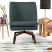 Kit 02 Poltronas Decorativa Giratória Base Ka Castanho Pérsia D02 Veludo Cinza B-317 - Lyam Decor