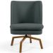 Kit 02 Poltronas Decorativa Giratória Base Ka Castanho Pérsia D02 Veludo Cinza B-317 - Lyam Decor