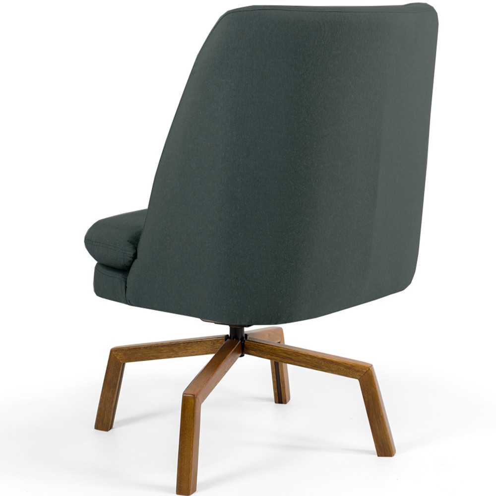 Kit 02 Poltronas Decorativa Giratória Base Ka Castanho Pérsia D02 Veludo Cinza B-317 - Lyam Decor