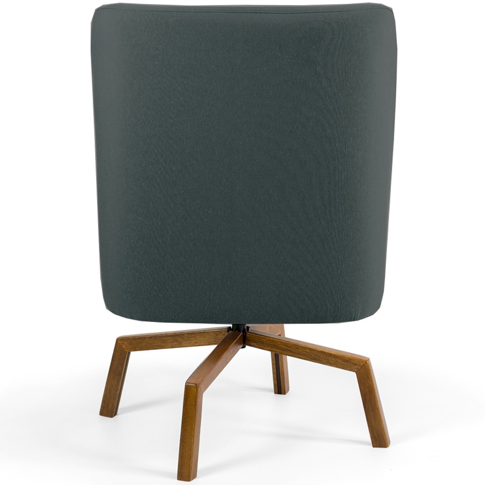 Kit 02 Poltronas Decorativa Giratória Base Ka Castanho Pérsia D02 Veludo Cinza B-317 - Lyam Decor