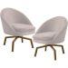 Kit 02 Poltronas Decorativa Giratória Base Ka Rafa D02 Veludo Bege B-309 - Lyam Decor