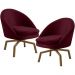 Kit 02 Poltronas Decorativa Giratória Base Ka Rafa D02 Veludo Marsala B-278 - Lyam Decor