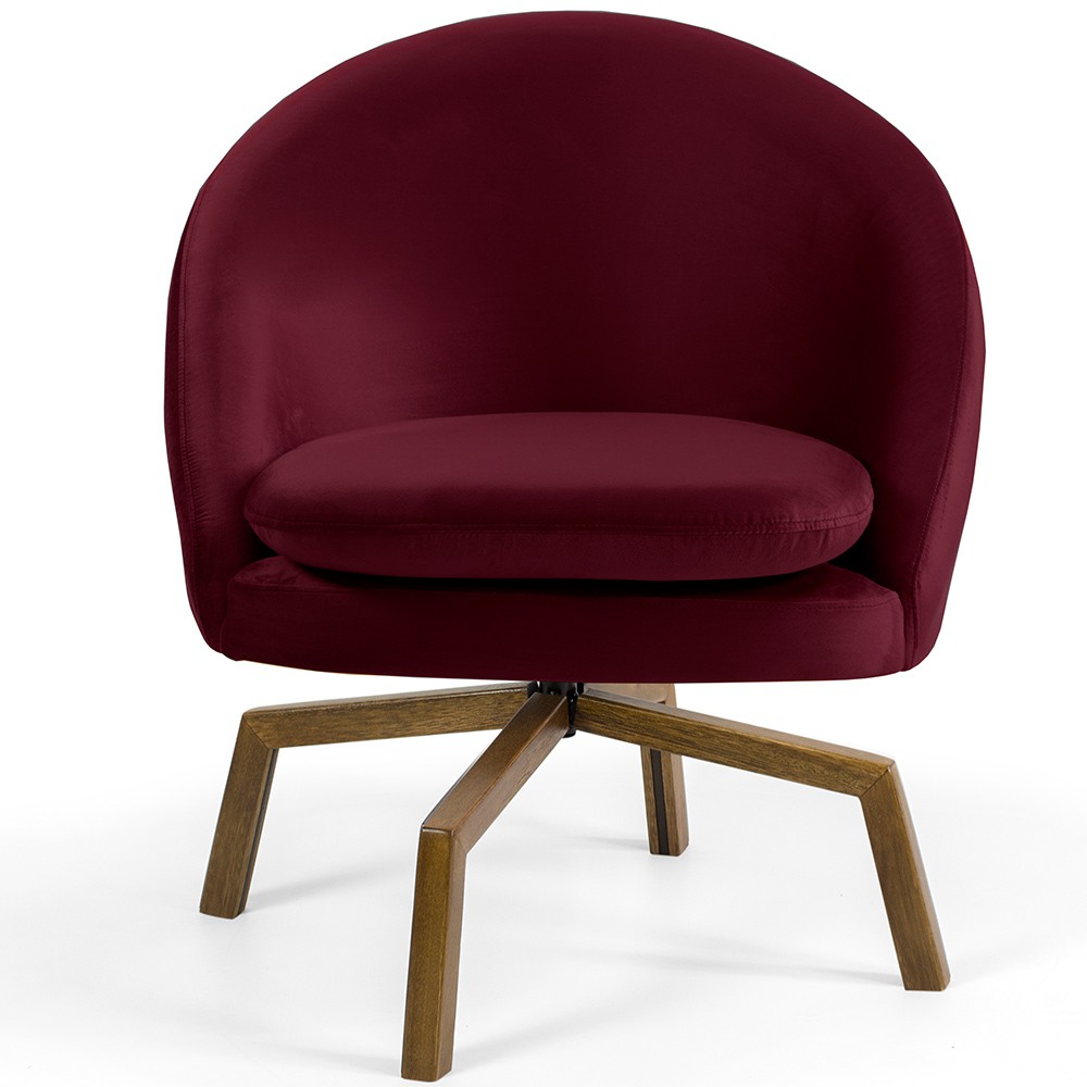 Kit 02 Poltronas Decorativa Giratória Base Ka Rafa D02 Veludo Marsala B-278 - Lyam Decor