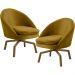 Kit 02 Poltronas Decorativa Giratória Base Ka Rafa D02 Veludo Mostarda B-279 - Lyam Decor