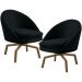 Kit 02 Poltronas Decorativa Giratória Base Ka Rafa D02 Veludo Preto B-300 - Lyam Decor