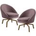 Kit 02 Poltronas Decorativa Giratória Base Ka Rafa D02 Veludo Rosê B-305 - Lyam Decor