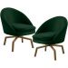 Kit 02 Poltronas Decorativa Giratória Base Ka Rafa D02 Veludo Verde B-303 - Lyam Decor
