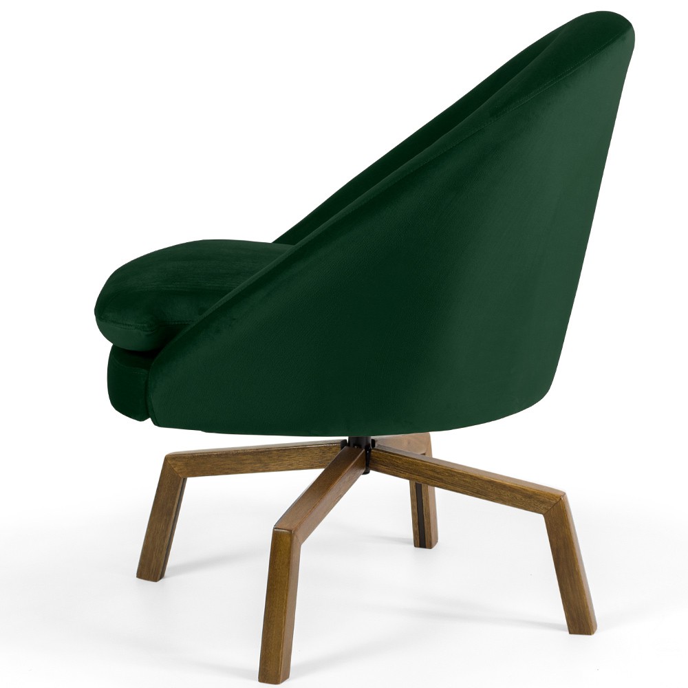 Kit 02 Poltronas Decorativa Giratória Base Ka Rafa D02 Veludo Verde B-303 - Lyam Decor