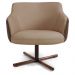 Kit 02 Poltronas Decorativa Giratória Base X Jade D02 Linho Bege C-129 Tressê Corano Marrom - Lyam Decor