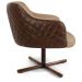 Kit 02 Poltronas Decorativa Giratória Base X Jade D02 Linho Bege C-129 Tressê Corano Marrom - Lyam Decor