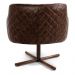 Kit 02 Poltronas Decorativa Giratória Base X Jade D02 Linho Bege C-129 Tressê Corano Marrom - Lyam Decor