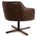 Kit 02 Poltronas Decorativa Giratória Base X Jade D02 Linho Bege C-129 Tressê Corano Marrom - Lyam Decor