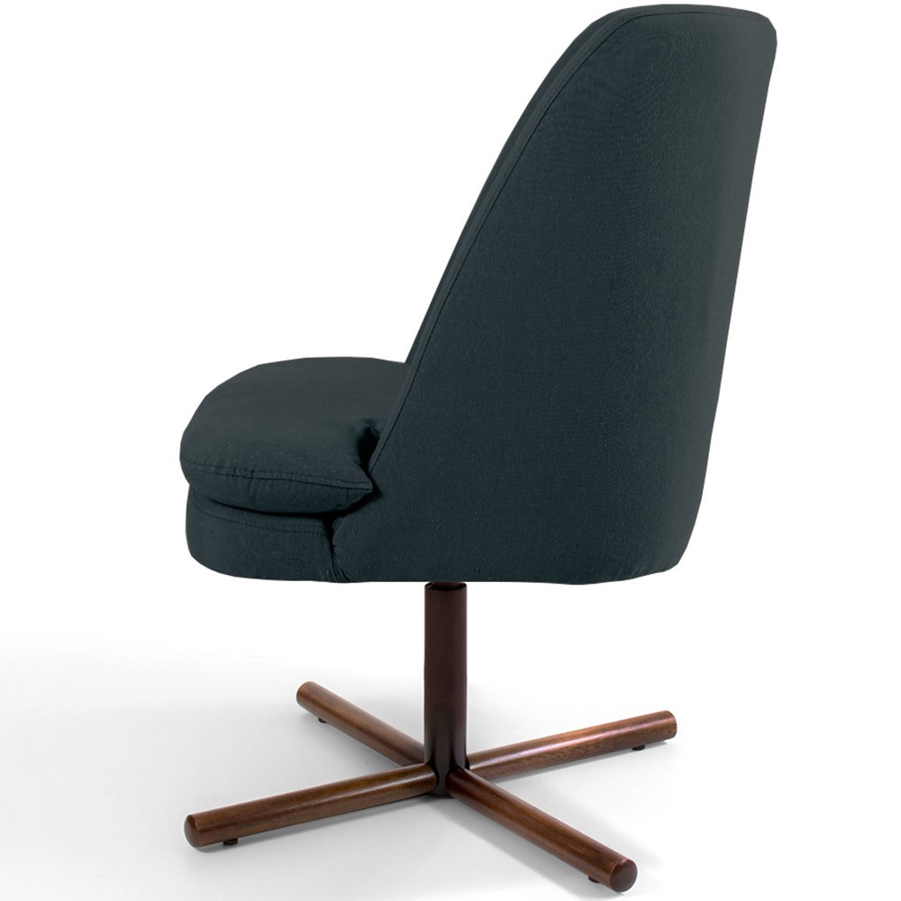 Kit 02 Poltronas Decorativa Giratória Base X Pérsia D02 Linho Chumbo C-465 - Lyam Decor