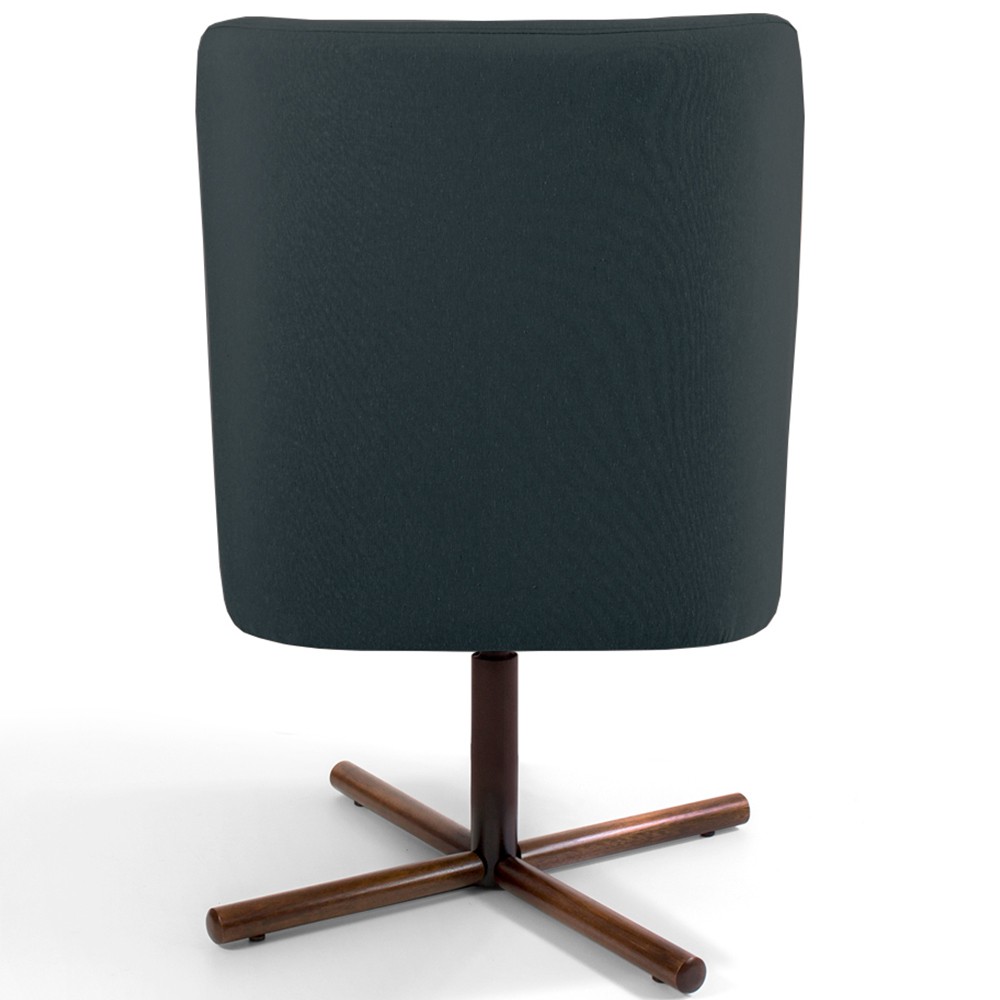Kit 02 Poltronas Decorativa Giratória Base X Pérsia D02 Linho Chumbo C-465 - Lyam Decor