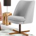 Kit 02 Poltronas Decorativa Giratória Base X Pérsia D02 Linho Cinza C-315 - Lyam Decor