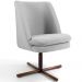 Kit 02 Poltronas Decorativa Giratória Base X Pérsia D02 Linho Cinza C-315 - Lyam Decor