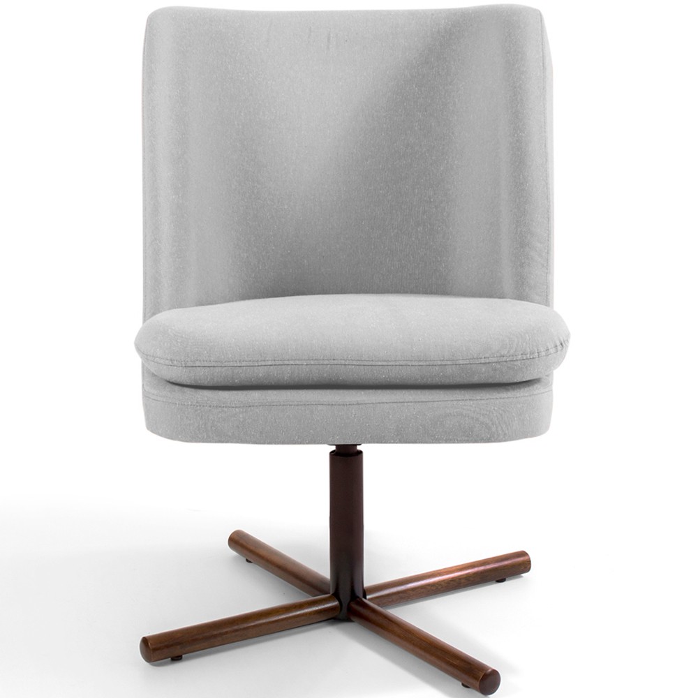 Kit 02 Poltronas Decorativa Giratória Base X Pérsia D02 Linho Cinza C-315 - Lyam Decor