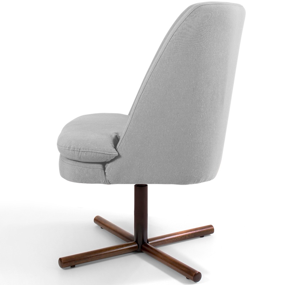 Kit 02 Poltronas Decorativa Giratória Base X Pérsia D02 Linho Cinza C-315 - Lyam Decor