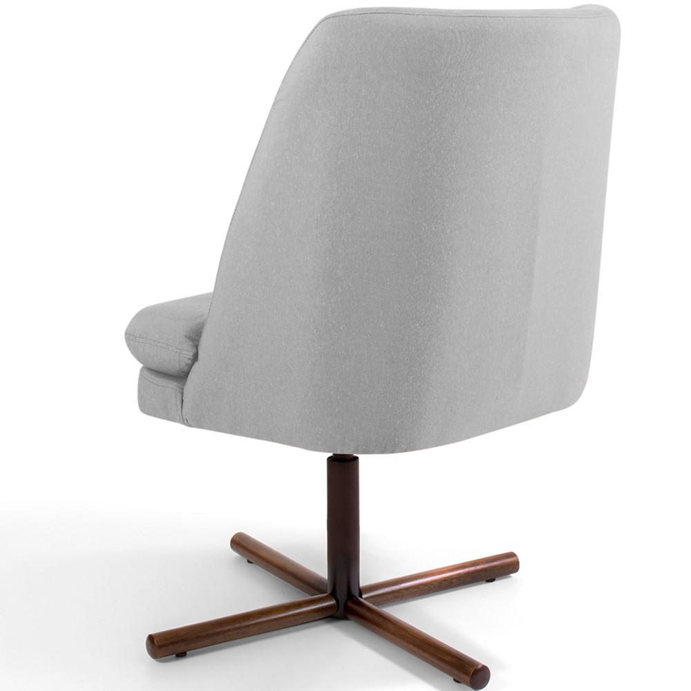 Kit 02 Poltronas Decorativa Giratória Base X Pérsia D02 Linho Cinza C-315 - Lyam Decor