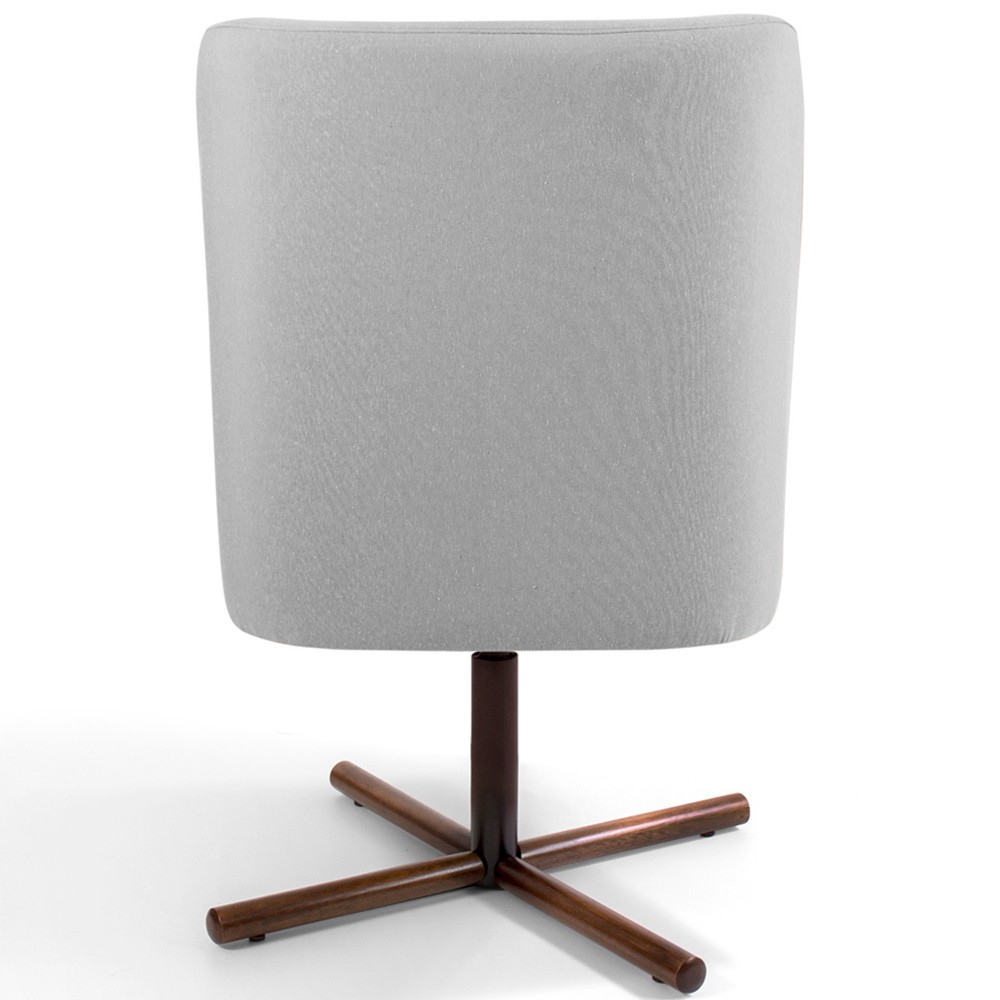 Kit 02 Poltronas Decorativa Giratória Base X Pérsia D02 Linho Cinza C-315 - Lyam Decor