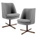 Kit 02 Poltronas Decorativa Giratória Base X Pérsia D02 Linho Cinza C-416 - Lyam Decor