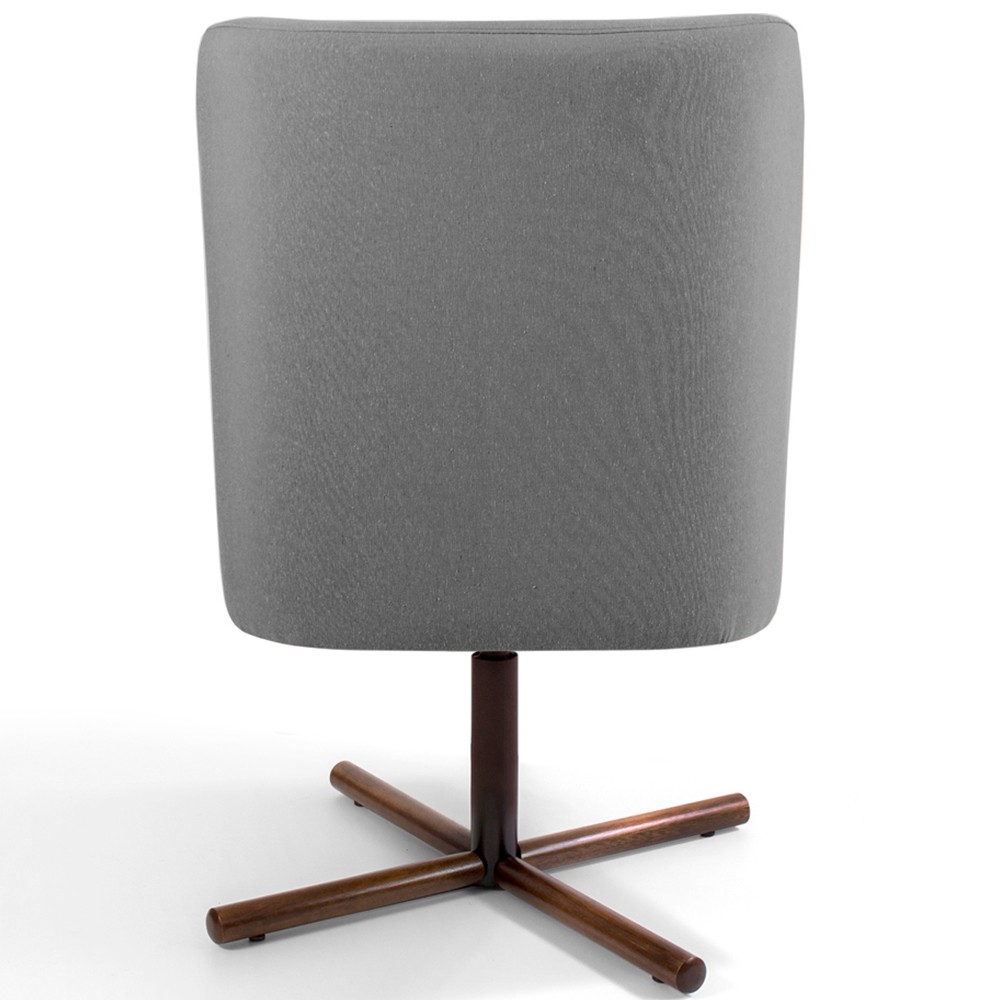 Kit 02 Poltronas Decorativa Giratória Base X Pérsia D02 Linho Cinza C-416 - Lyam Decor