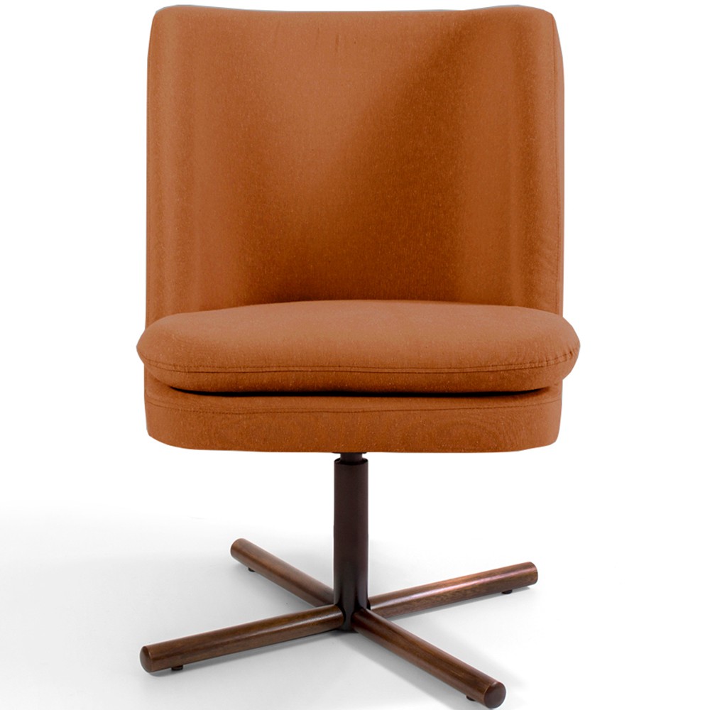 Kit 02 Poltronas Decorativa Giratória Base X Pérsia D02 Veludo Telha B-262  - Lyam Decor