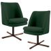 Kit 02 Poltronas Decorativa Giratória Base X Pérsia D02 Veludo Verde B-303 - Lyam Decor