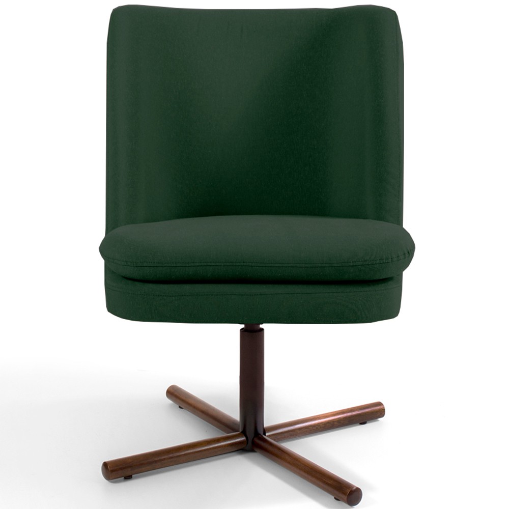 Kit 02 Poltronas Decorativa Giratória Base X Pérsia D02 Veludo Verde B-303 - Lyam Decor