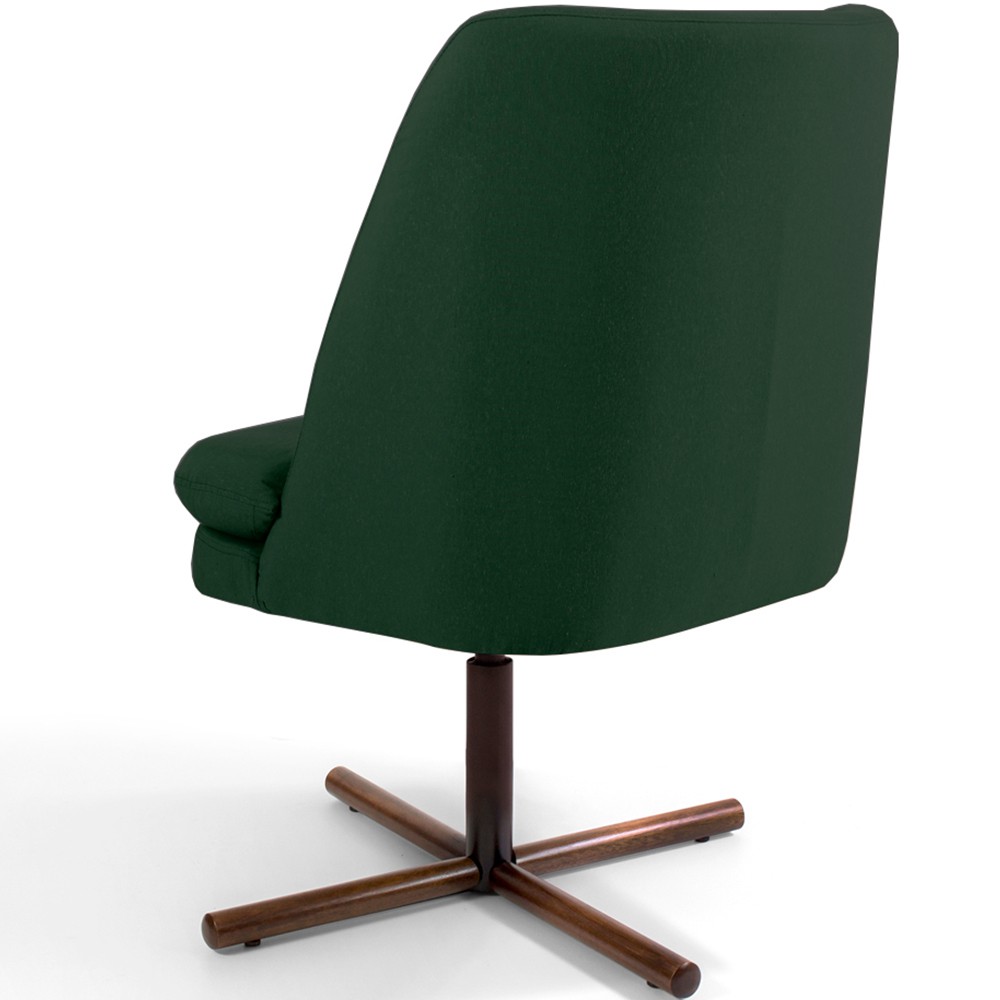 Kit 02 Poltronas Decorativa Giratória Base X Pérsia D02 Veludo Verde B-303 - Lyam Decor