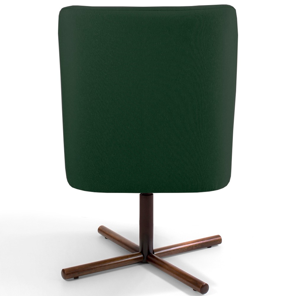 Kit 02 Poltronas Decorativa Giratória Base X Pérsia D02 Veludo Verde B-303 - Lyam Decor