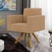 Kit 02 Poltronas Decorativa Giratória Base de Madeira Helô L02 Bouclê Mostarda - Lyam Decor