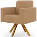 Kit 02 Poltronas Decorativa Giratória Base de Madeira Helô L02 Bouclê Mostarda - Lyam Decor