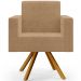 Kit 02 Poltronas Decorativa Giratória Base de Madeira Helô L02 Bouclê Mostarda - Lyam Decor