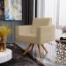 Kit 02 Poltronas Decorativa Giratória Base de Madeira Helô L02 Linho Bege Escuro - Lyam Decor