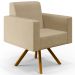 Kit 02 Poltronas Decorativa Giratória Base de Madeira Helô L02 Linho Bege Escuro - Lyam Decor